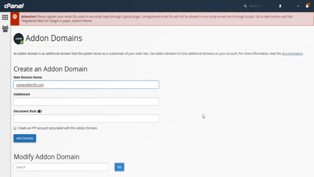 How to Addon Domain in CPanel