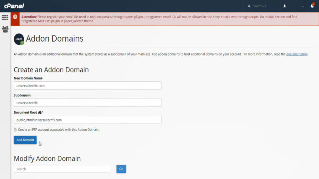 How to Addon Domain in CPanel